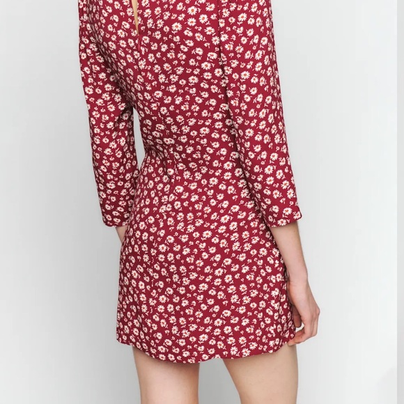 Reformation Burgundy Floral Mini Dress - Picture 2 of 8